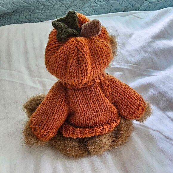 Bearington Collection Bear Brown Plush With Pumpkin Costume, Movable Legs - Picture 2 of 9